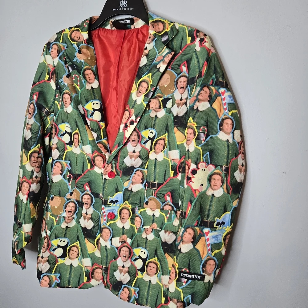 Suitmeister‎ Sport Coat Blazer Small 34 36 Buddy The Elf Christmas Holiday Party